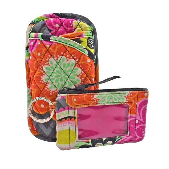 Vera Bradley Double Eyeglass Case and Zip ID Case Keyring Ziggy ZInnia Pattern - Picture 1 of 9